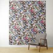 12 vierkante fotocollage-raster met tekst - funky wandkleed (In situ)