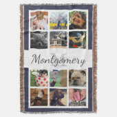 12 Vierkante foto's Familienaam en Monogram Deken (Voorkant Verticaal)