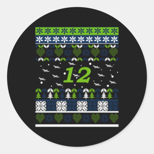 12 Vliegende Seahawks Lelijk Ronde Sticker (Voorkant)