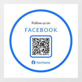12" Volg Ons Op Facebook QR Code Blauw Raamsticker