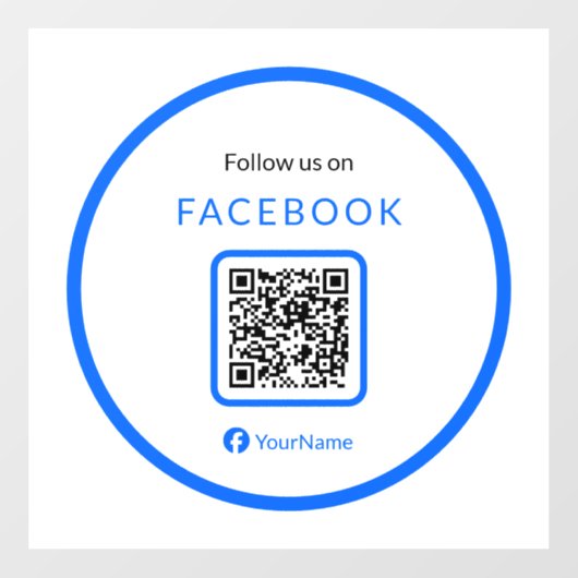 12" Volg Ons Op Facebook QR Code Blauw Raamsticker (Vel)