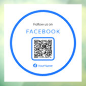 12" Volg Ons Op Facebook QR Code Blauw Raamsticker (Vel 3)