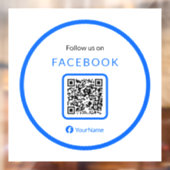 12" Volg Ons Op Facebook QR Code Blauw Raamsticker (Vel 2)