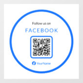 12" Volg ons op Facebook QR Code Blauw Raamsticker (Vel)