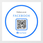 12" Volg ons op Facebook QR Code Blue Raamsticker (Vel)