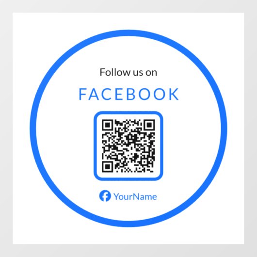 12" Volg ons op Facebook QR Code Blue Raamsticker (Vel)