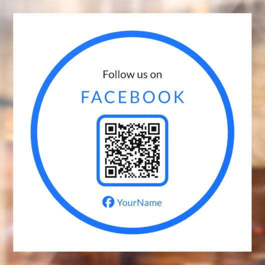12" Volg ons op Facebook QR Code Blue Raamsticker (Vel 2)