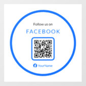 12" Volg ons op Facebook QR Code Blue Raamsticker (Vel)