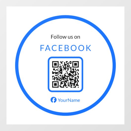 12" Volg ons op Facebook QR Code Blue Raamsticker (Vel)