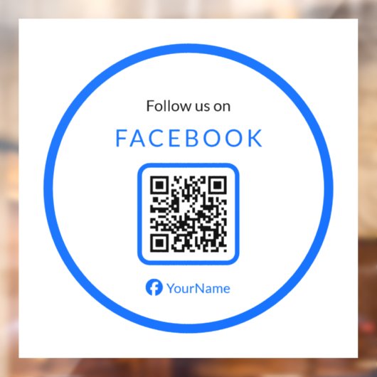 12" Volg ons op Facebook QR Code Blue Raamsticker (Vel 2)