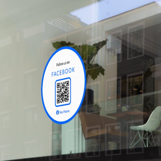 12" Volg ons op Facebook QR Code Blue Raamsticker