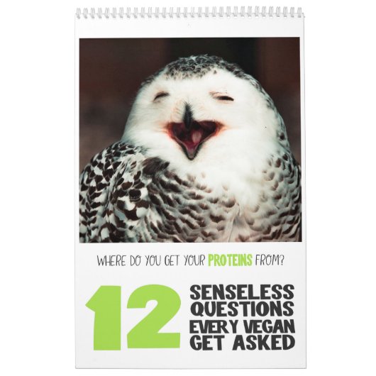 12 vragen die Veganisten krijgen met dierenfoto's Kalender (Hoes)