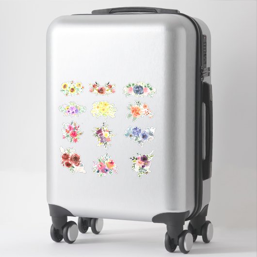 12 Waterverf bloemen Sticker (Koffer)