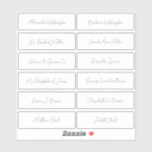 12 Wedding Guest Names Elegant handgeschreven scri Sticker (Vel)