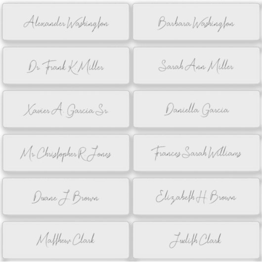 12 Wedding Guest Names Elegant handgeschreven scri Sticker (Voorkant)