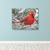 12 x12 Canvas De rode kardinaal Afdruk (Insitu (Houten vloer))