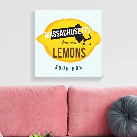 12" x 12" Massachusetts Beroemde Citroenen Canvas (Insitu (Woonkamer))
