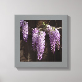 12"x 12"Paarse Wisteria op Houten Omheining Canvas Afdruk