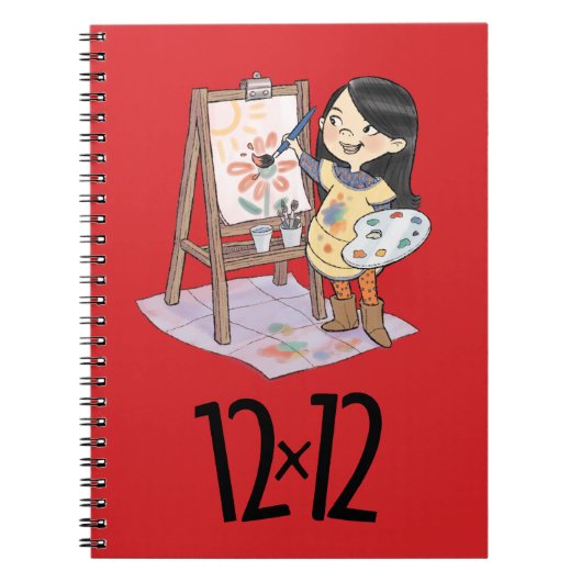 12 x 12 Painter Girl Spiral Notitieboek Red (Voorkant)