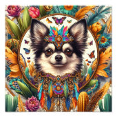 12 "x 12" Print Huisdier Portret Longhair Chihuahu Foto Afdruk (Voorkant)