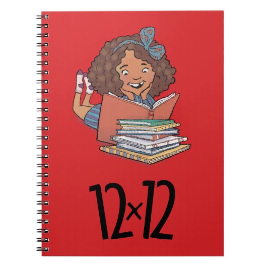 12 x 12 Reader Girl Spiral Notitieboek Red (Voorkant)