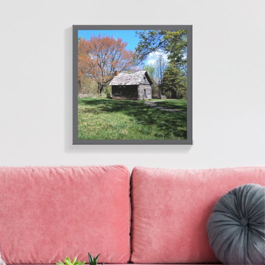 12"x 12"Rustieke Logcabine Canvas Afdruk (Insitu (Woonkamer))