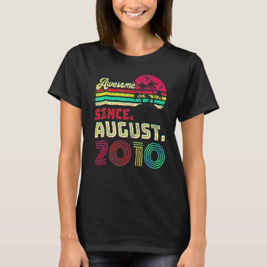 12 Year Old Awesome Since August 2010 12th Birthda T-shirt (Voorkant)
