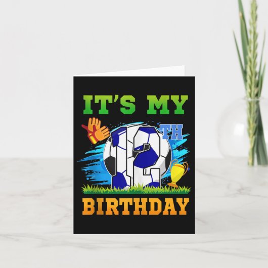 12 Year Old Boy Its My 12th Birthday Soccer Theme  Kaart (Voorkant)