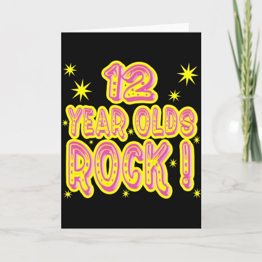 12 Year Olds Rock! (Roze) Wenskaart Kaart (Voorkant)