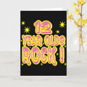 12 Year Olds Rock! (Roze) Wenskaart Kaart (Gele Bloem)