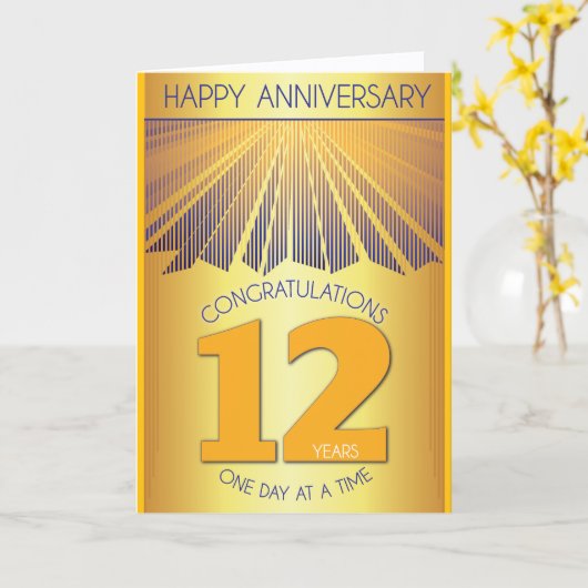 12 Year Sober Anniversary | Golden Ray 12 Step  Kaart (Gele Bloem)