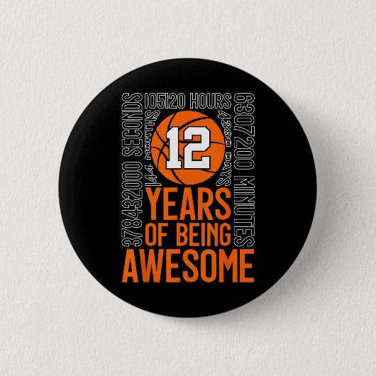 12 Years Of Being Awesome Sketll 12th Birthday  Ronde Button 5,7 Cm (Voorkant)