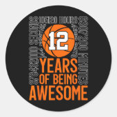 12 Years Of Being Awesome Sketll 12th Birthday Ronde Sticker (Voorkant)