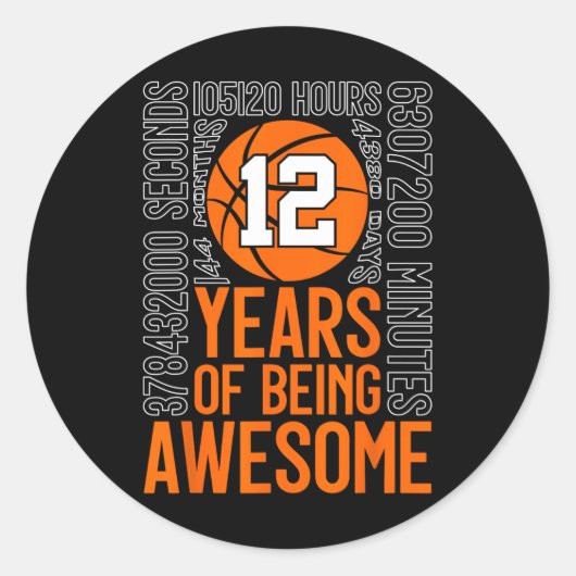 12 Years Of Being Awesome Sketll 12th Birthday Ronde Sticker (Voorkant)
