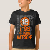 12 Years Of Being Awesome Sketll 12th Birthday T-shirt (Voorkant)