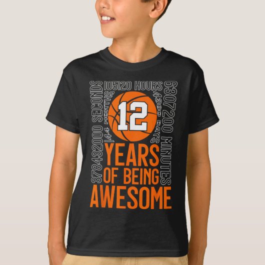 12 Years Of Being Awesome Sketll 12th Birthday  T-shirt (Voorkant)