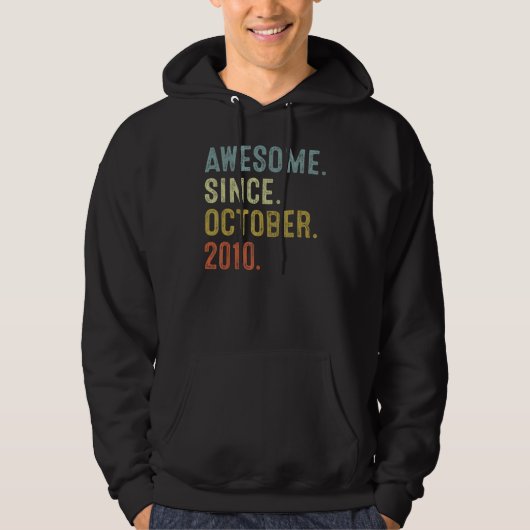 12 Years Old Awesome Since October 2010 12th Birt Hoodie (Voorkant)