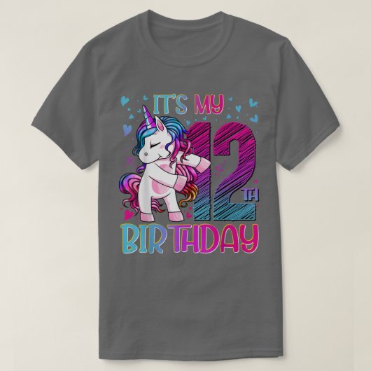 12 Years Old Unicorn Flossing 12th Birthday Girl U T-shirt (Design voorkant)