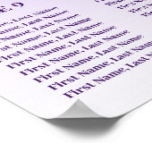 12 zitplaatsen kaart sjabloon paarse glitter poster (Hoek)