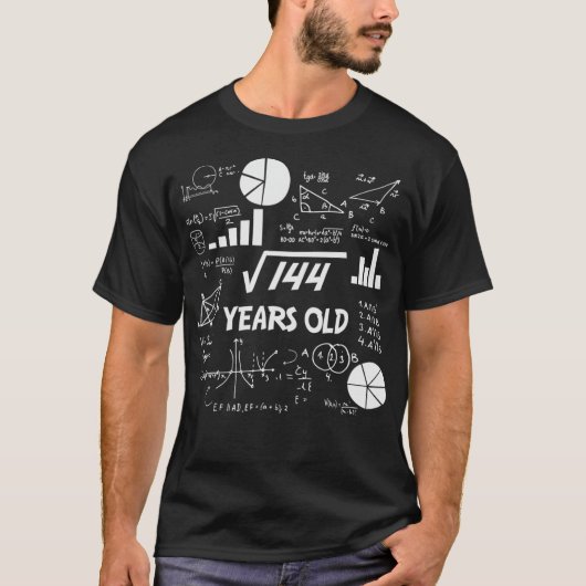 12e Birthday Love Wiskunde Square Root 144 Docent  T-shirt (Voorkant)