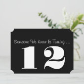 12e Birthday party Invite, zwart-wit. Kaart (Staand voorkant)