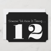 12e Birthday party Invite, zwart-wit. Kaart (Voorkant)
