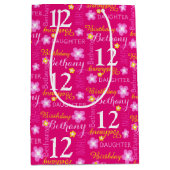 12e Birthday roze gele aangepaste naam cadeautas (Voorkant)