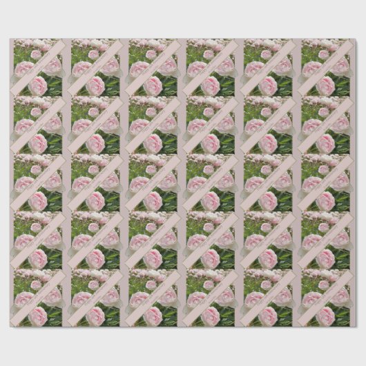 12e bruiloft Jubileum, pioenroos bloem Cadeaupapier (Vlak)