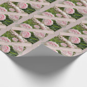 12e bruiloft Jubileum, pioenroos bloem Cadeaupapier (Hoek)