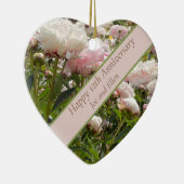 12e bruiloft Jubileum, pioenroos bloem Keramisch Ornament (Rechts)