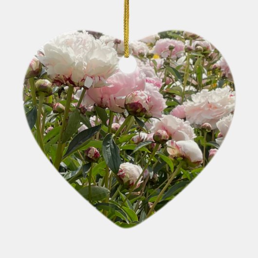 12e bruiloft Jubileum, pioenroos bloem Keramisch Ornament (Achterkant)