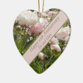 12e bruiloft Jubileum, pioenroos bloem Keramisch Ornament (Links)