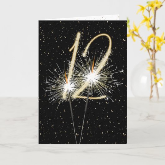 12e bruiloft sparklers kaart (Gele Bloem)