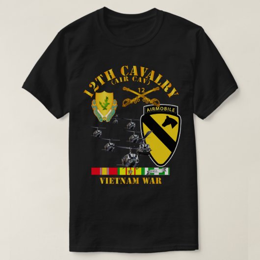 12e Cavalerie Luchtcav 1e Cav Divisie w SVC T-shirt (Design voorkant)
